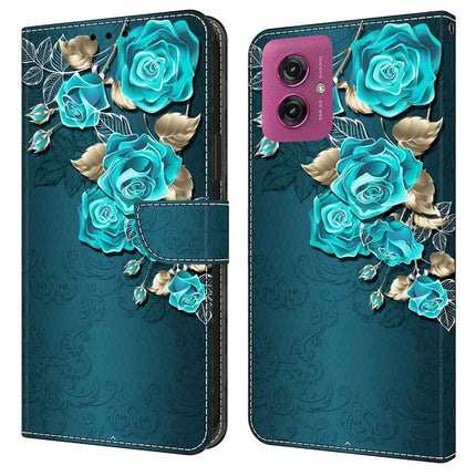 For Motorola Moto G55 5G Case Magnetic Clasp 3D Pattern Leather Wallet Phone Cover - Blue Rose