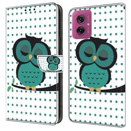 For Motorola Moto G55 5G Case Magnetic Clasp 3D Pattern Leather Wallet Phone Cover - Sleeping Owl