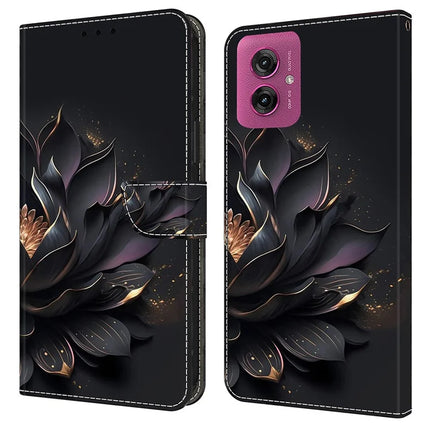 For Motorola Moto G55 5G Case Magnetic Clasp 3D Pattern Leather Wallet Phone Cover - Purple Lotus