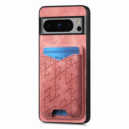 For Google Pixel 8 Pro Case Imprinted Pattern Card Holder Kickstand Leather Back Cover