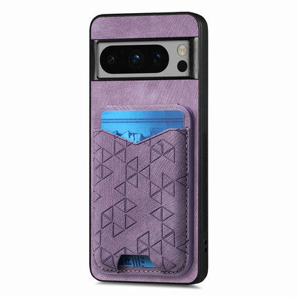 For Google Pixel 8 Pro Case Imprinted Pattern Card Holder Kickstand Leather Back Cover
