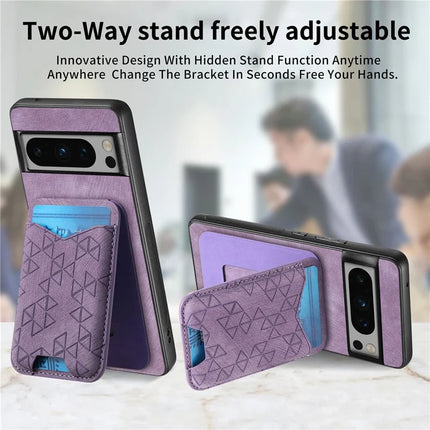 For Google Pixel 8 Pro Case Imprinted Pattern Card Holder Kickstand Leather Back Cover
