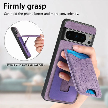 For Google Pixel 8 Pro Case Imprinted Pattern Card Holder Kickstand Leather Back Cover
