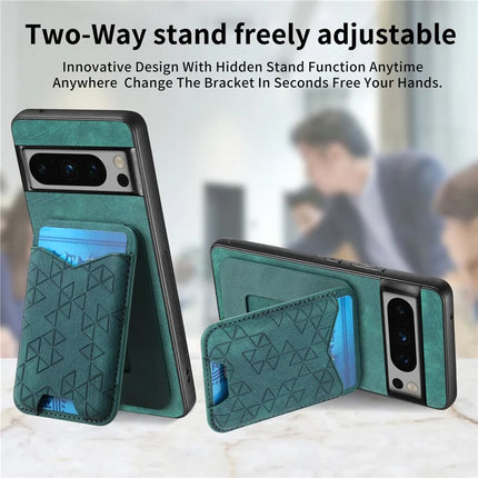 For Google Pixel 8 Pro Case Imprinted Pattern Card Holder Kickstand Leather Back Cover