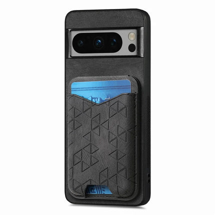 For Google Pixel 8 Pro Case Imprinted Pattern Card Holder Kickstand Leather Back Cover