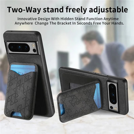 For Google Pixel 8 Pro Case Imprinted Pattern Card Holder Kickstand Leather Back Cover