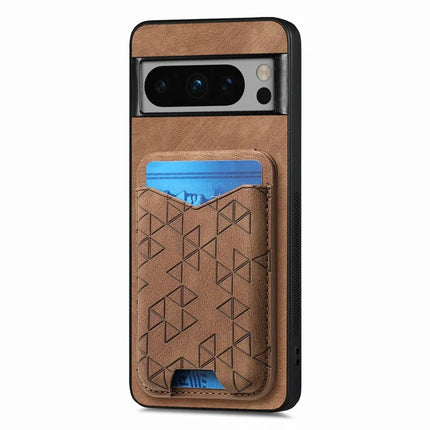 For Google Pixel 8 Pro Case Imprinted Pattern Card Holder Kickstand Leather Back Cover
