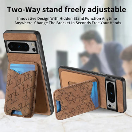 For Google Pixel 8 Pro Case Imprinted Pattern Card Holder Kickstand Leather Back Cover