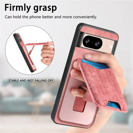 For Google Pixel 8 Case Imprinted Pattern Card Holder Kickstand Leather Back Cover