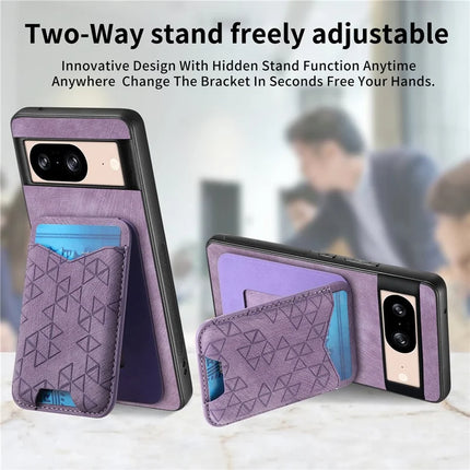 For Google Pixel 8 Case Imprinted Pattern Card Holder Kickstand Leather Back Cover