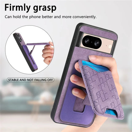 For Google Pixel 8 Case Imprinted Pattern Card Holder Kickstand Leather Back Cover