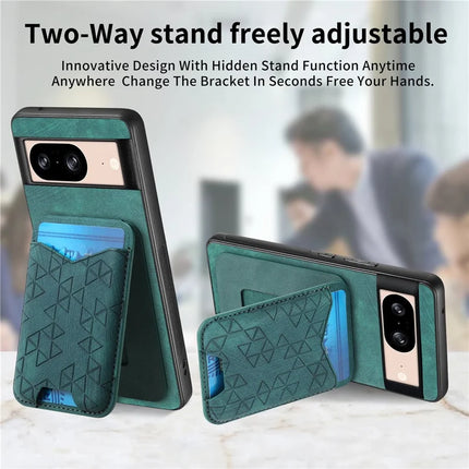 For Google Pixel 8 Case Imprinted Pattern Card Holder Kickstand Leather Back Cover