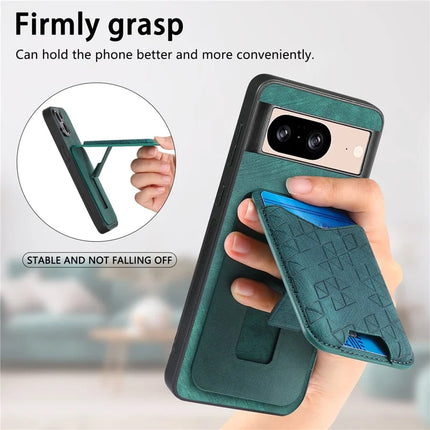 For Google Pixel 8 Case Imprinted Pattern Card Holder Kickstand Leather Back Cover