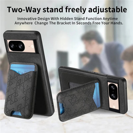 For Google Pixel 8 Case Imprinted Pattern Card Holder Kickstand Leather Back Cover