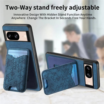 For Google Pixel 8 Case Imprinted Pattern Card Holder Kickstand Leather Back Cover