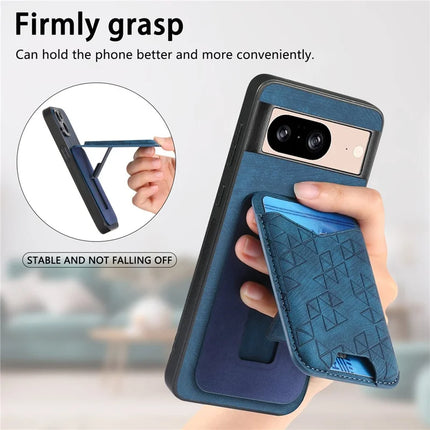 For Google Pixel 8 Case Imprinted Pattern Card Holder Kickstand Leather Back Cover