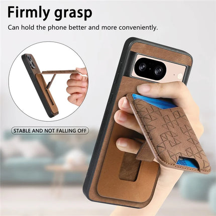For Google Pixel 8 Case Imprinted Pattern Card Holder Kickstand Leather Back Cover