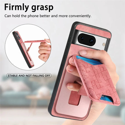 For Google Pixel 8a Case Imprinted Pattern Card Holder Kickstand Leather Back Cover
