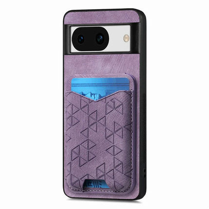 For Google Pixel 8a Case Imprinted Pattern Card Holder Kickstand Leather Back Cover