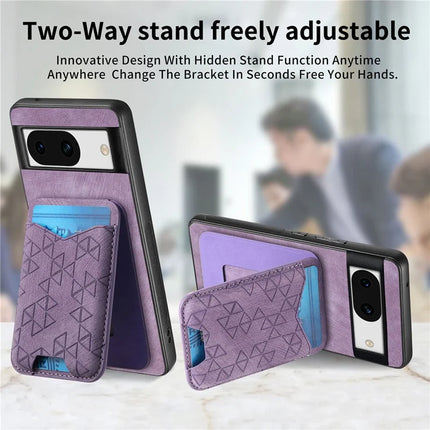 For Google Pixel 8a Case Imprinted Pattern Card Holder Kickstand Leather Back Cover