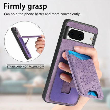 For Google Pixel 8a Case Imprinted Pattern Card Holder Kickstand Leather Back Cover