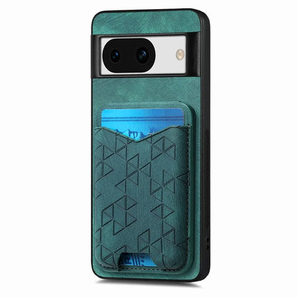 For Google Pixel 8a Case Imprinted Pattern Card Holder Kickstand Leather Back Cover