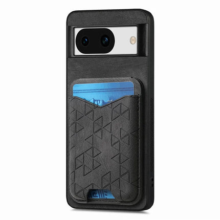 For Google Pixel 8a Case Imprinted Pattern Card Holder Kickstand Leather Back Cover