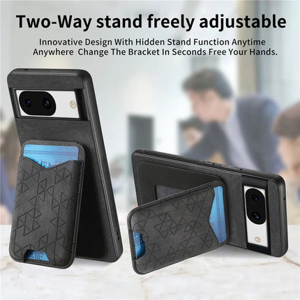 For Google Pixel 8a Case Imprinted Pattern Card Holder Kickstand Leather Back Cover