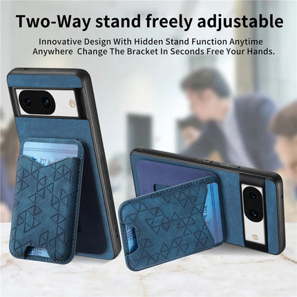 For Google Pixel 8a Case Imprinted Pattern Card Holder Kickstand Leather Back Cover