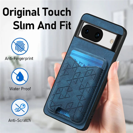 For Google Pixel 8a Case Imprinted Pattern Card Holder Kickstand Leather Back Cover