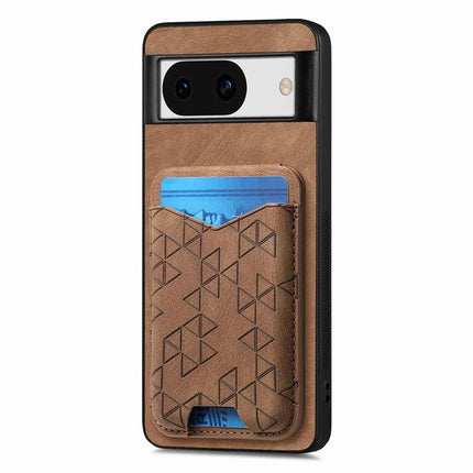 For Google Pixel 8a Case Imprinted Pattern Card Holder Kickstand Leather Back Cover
