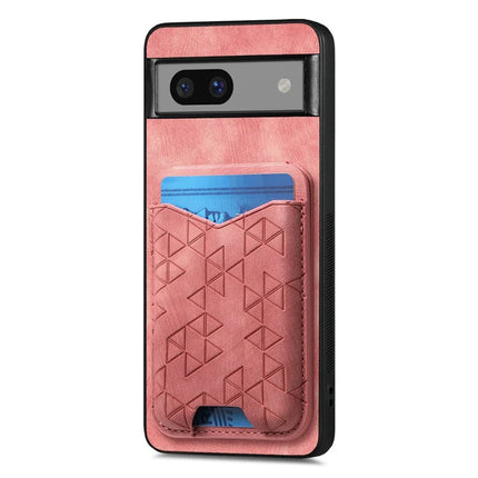 For Google Pixel 7a Case Imprinted Pattern Card Holder Kickstand Leather Back Cover