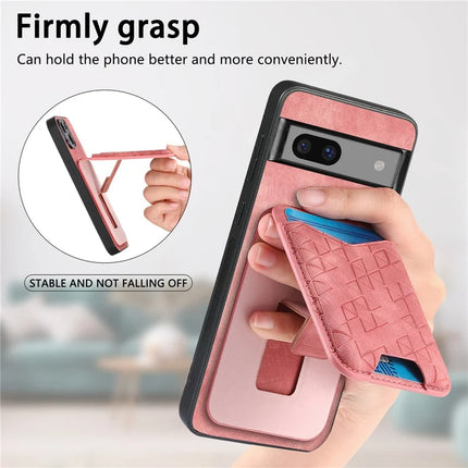 For Google Pixel 7a Case Imprinted Pattern Card Holder Kickstand Leather Back Cover