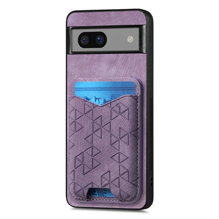 For Google Pixel 7a Case Imprinted Pattern Card Holder Kickstand Leather Back Cover