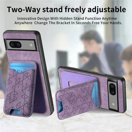 For Google Pixel 7a Case Imprinted Pattern Card Holder Kickstand Leather Back Cover