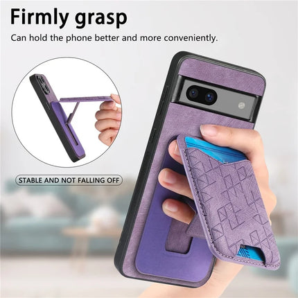 For Google Pixel 7a Case Imprinted Pattern Card Holder Kickstand Leather Back Cover