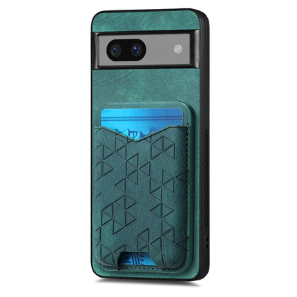 For Google Pixel 7a Case Imprinted Pattern Card Holder Kickstand Leather Back Cover