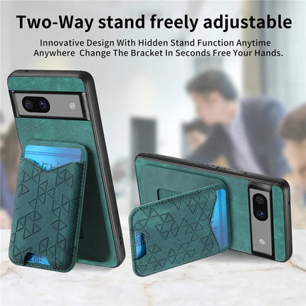 For Google Pixel 7a Case Imprinted Pattern Card Holder Kickstand Leather Back Cover