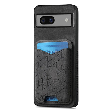 For Google Pixel 7a Case Imprinted Pattern Card Holder Kickstand Leather Back Cover