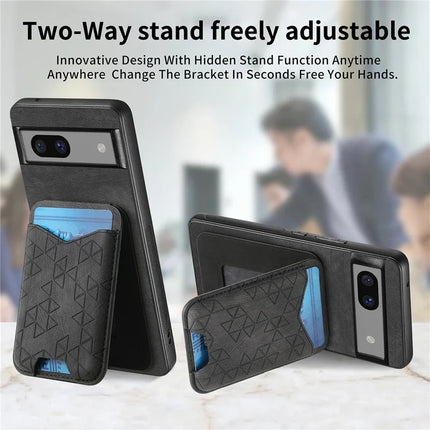 For Google Pixel 7a Case Imprinted Pattern Card Holder Kickstand Leather Back Cover