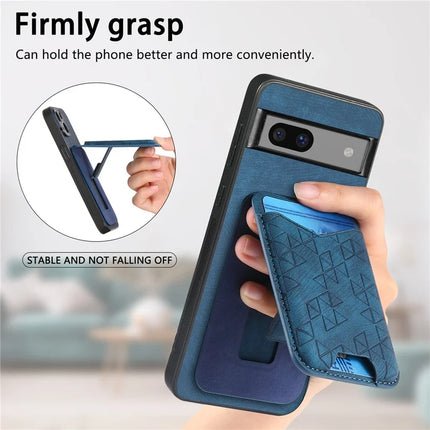 For Google Pixel 7a Case Imprinted Pattern Card Holder Kickstand Leather Back Cover