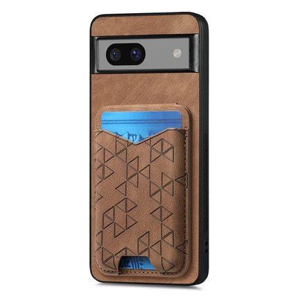 For Google Pixel 7a Case Imprinted Pattern Card Holder Kickstand Leather Back Cover