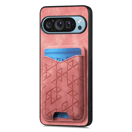 For Google Pixel 9 Pro XL Case Imprinted Pattern Card Holder Kickstand Leather Back Cover