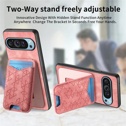 For Google Pixel 9 Pro XL Case Imprinted Pattern Card Holder Kickstand Leather Back Cover