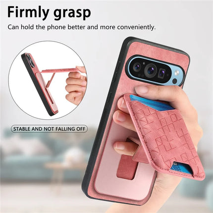 For Google Pixel 9 Pro XL Case Imprinted Pattern Card Holder Kickstand Leather Back Cover