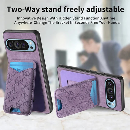 For Google Pixel 9 Pro XL Case Imprinted Pattern Card Holder Kickstand Leather Back Cover
