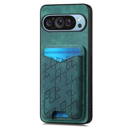 For Google Pixel 9 Pro XL Case Imprinted Pattern Card Holder Kickstand Leather Back Cover