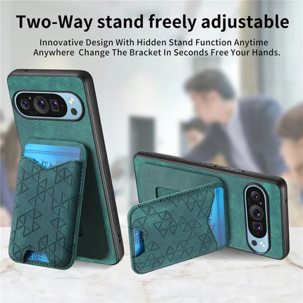 For Google Pixel 9 Pro XL Case Imprinted Pattern Card Holder Kickstand Leather Back Cover