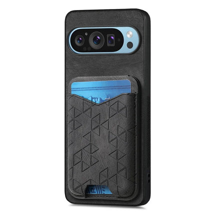 For Google Pixel 9 Pro XL Case Imprinted Pattern Card Holder Kickstand Leather Back Cover