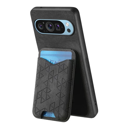For Google Pixel 9 Pro XL Case Imprinted Pattern Card Holder Kickstand Leather Back Cover